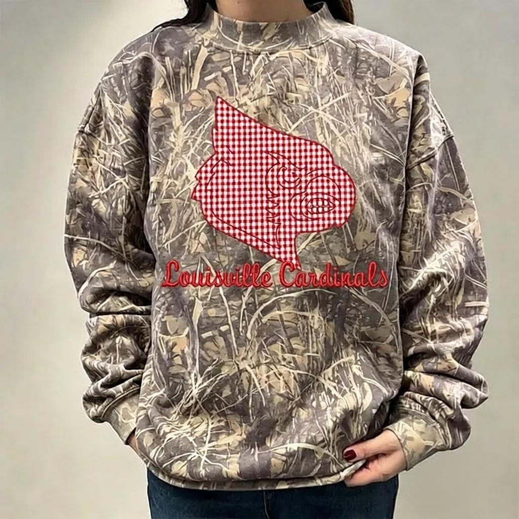 Custom College Spirit Camo Sweatshirt – Personalized Team Name & Mascot Icon | Game Day Wear