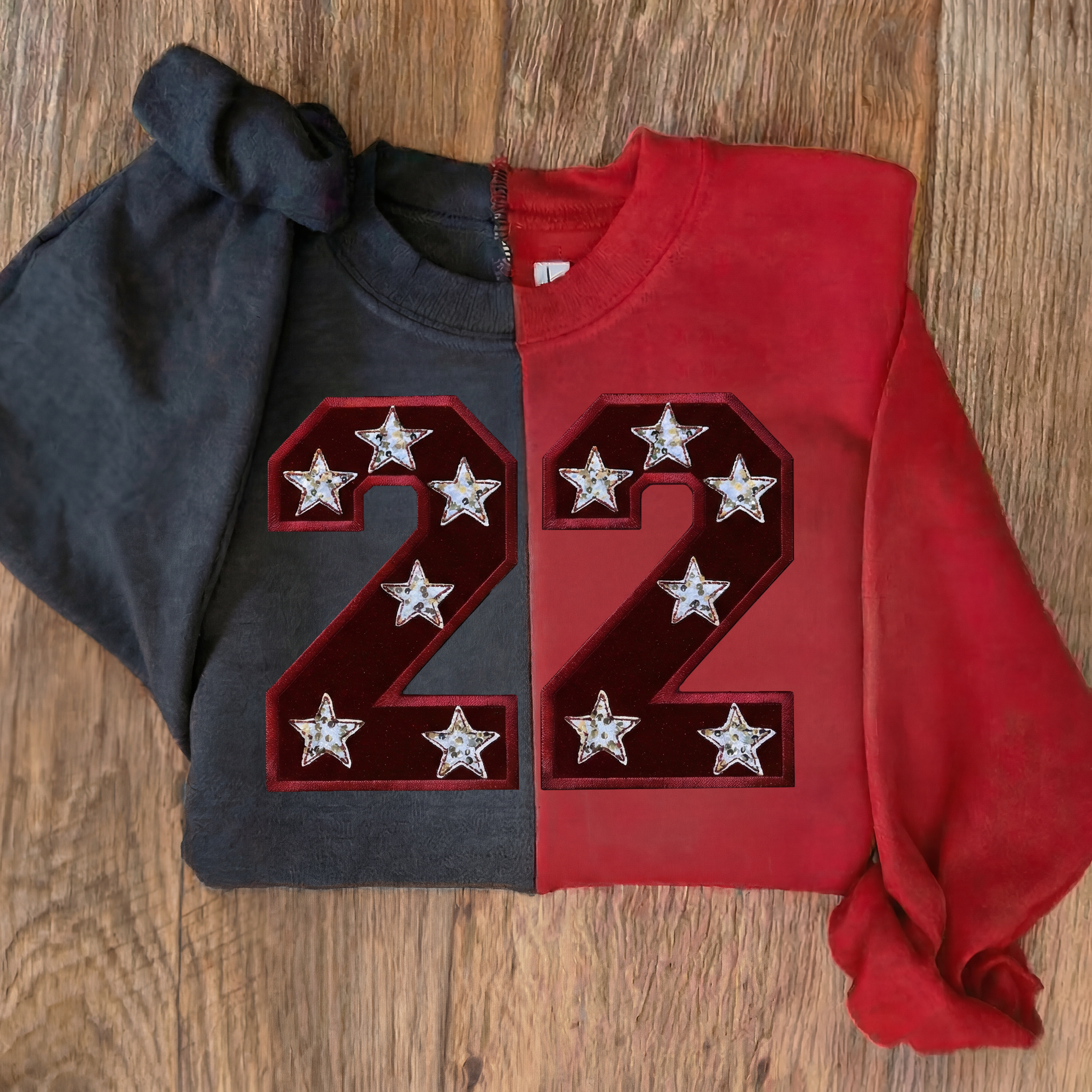 Custom Two Tone Sequin & Glitter Team Number & Letters Sweatshirt – Personalized Numbers Sweatshirt | Gifts for Sports Mom