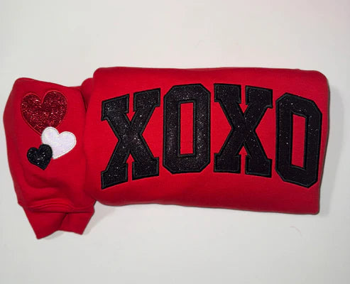 XOXO Embroidered Glitter Appliqué Sweatshirt