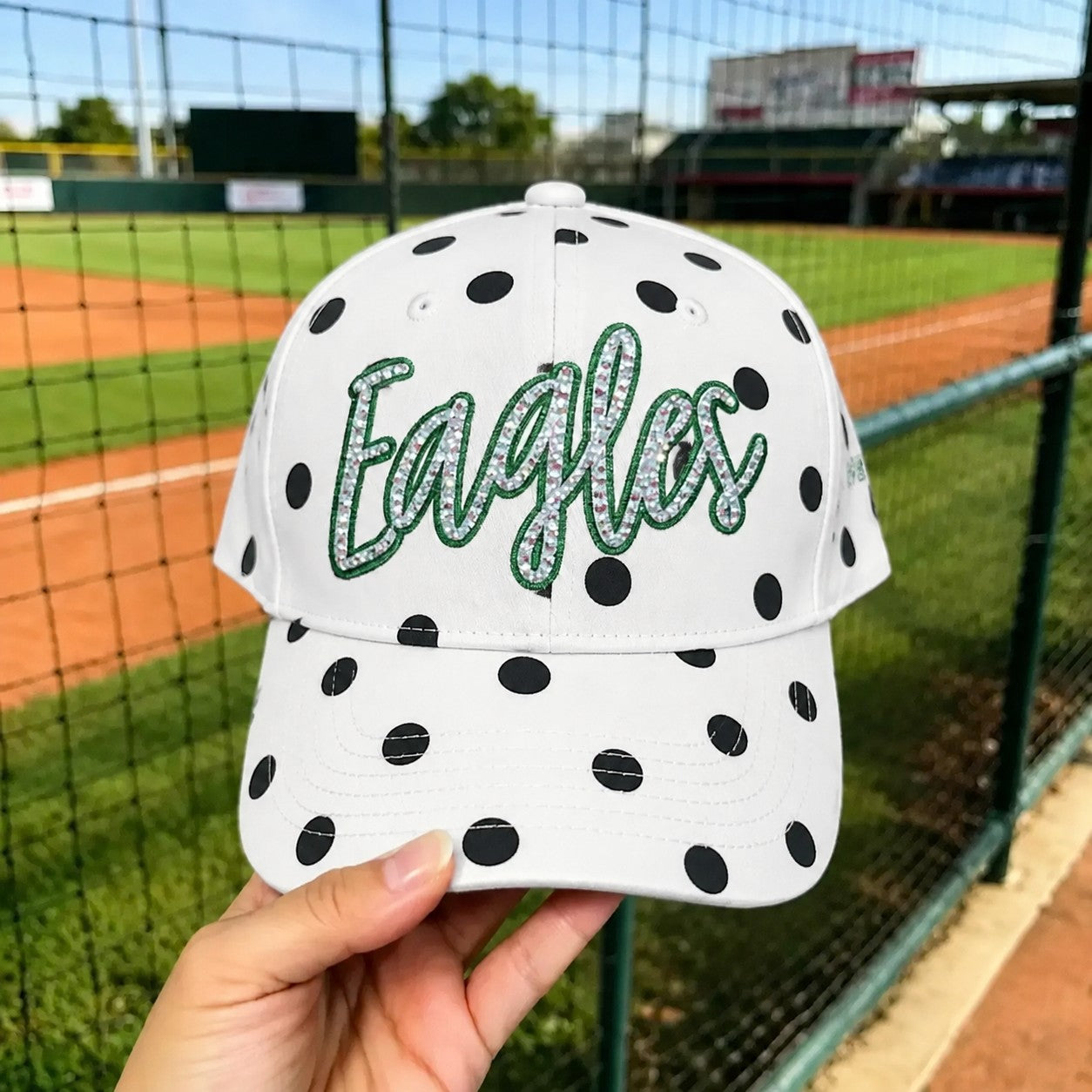 Custom Rhinestone Sparkly Glitter Snapback Hat - Polka Dot Edition | Game Day Wear