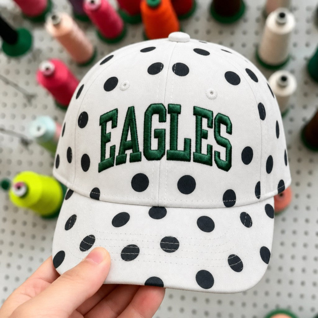 Custom Polka Dot Snapback Hat – Personalized Retro Arched Block Embroidered Cap | Game Day Wear