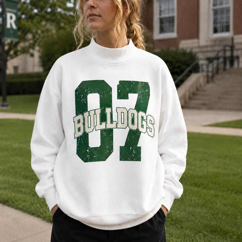 Custom Split Mockneck Sweatshirt | Personalized Team Name & Number | Game Day Spirit Wear | Vintage Varsity Pullover
