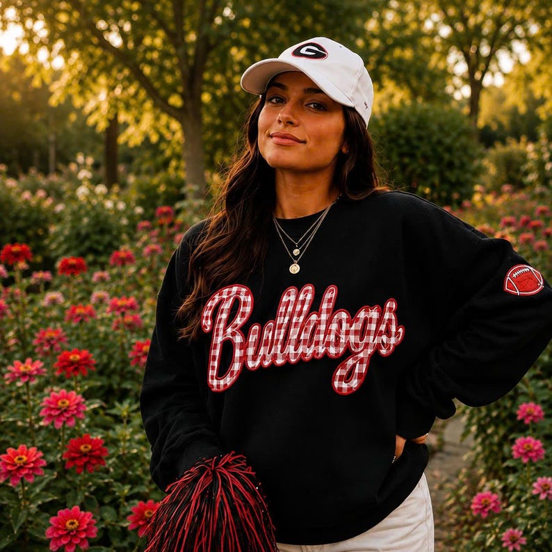 Personalized Game Day Gingham Sweatshirt | Custom College Football Crewneck