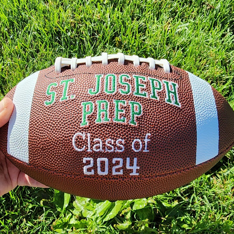 Personalized Embroidered Football - Custom Senior Gift with Name, Number & Team