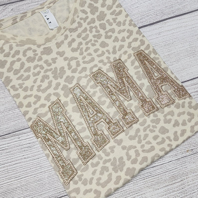 Custom Glitter MAMA Beige Leopard Sweatshirt -Best Gift For Mother & Grandma