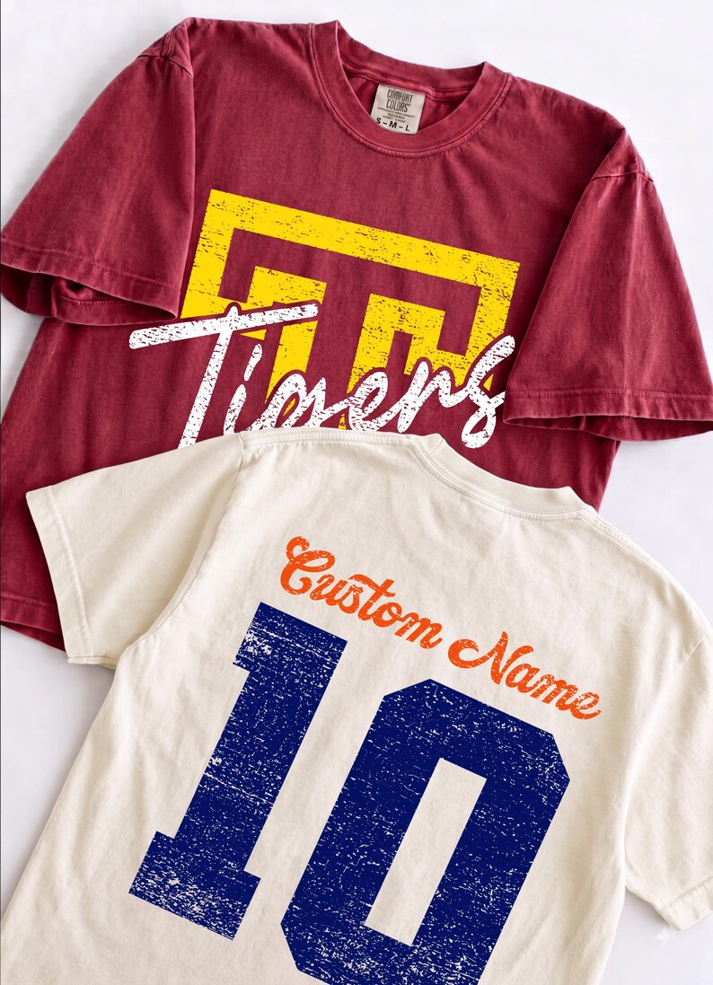 Custom Spirit Shirt - Personalized Team T-Shirt with Name & Number | Double-Sided Initial Tee | Game Day Shirt