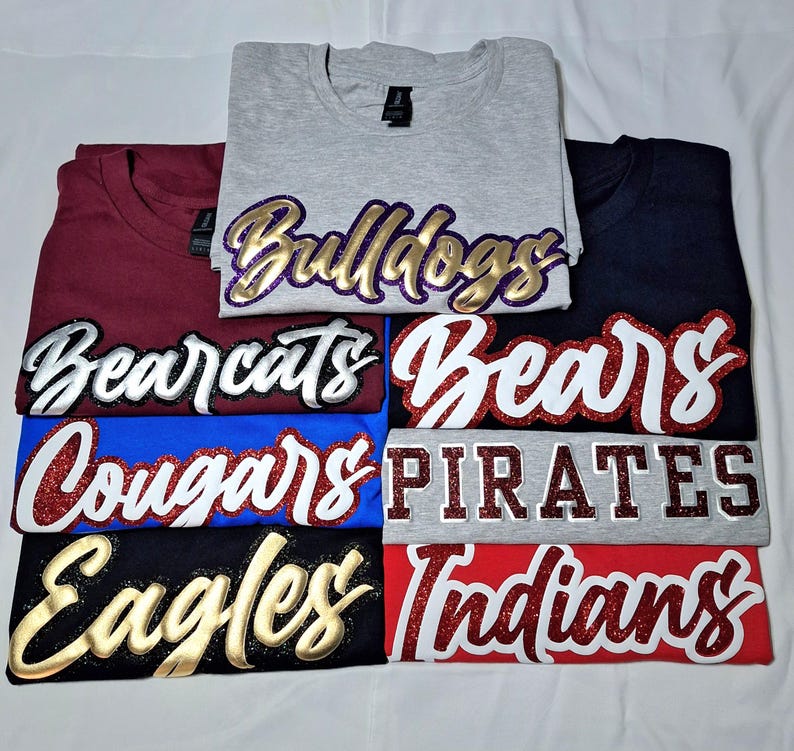 Custom Puff Glitter Team T-Shirt, School Spirit Shirt | Game Day Wear
