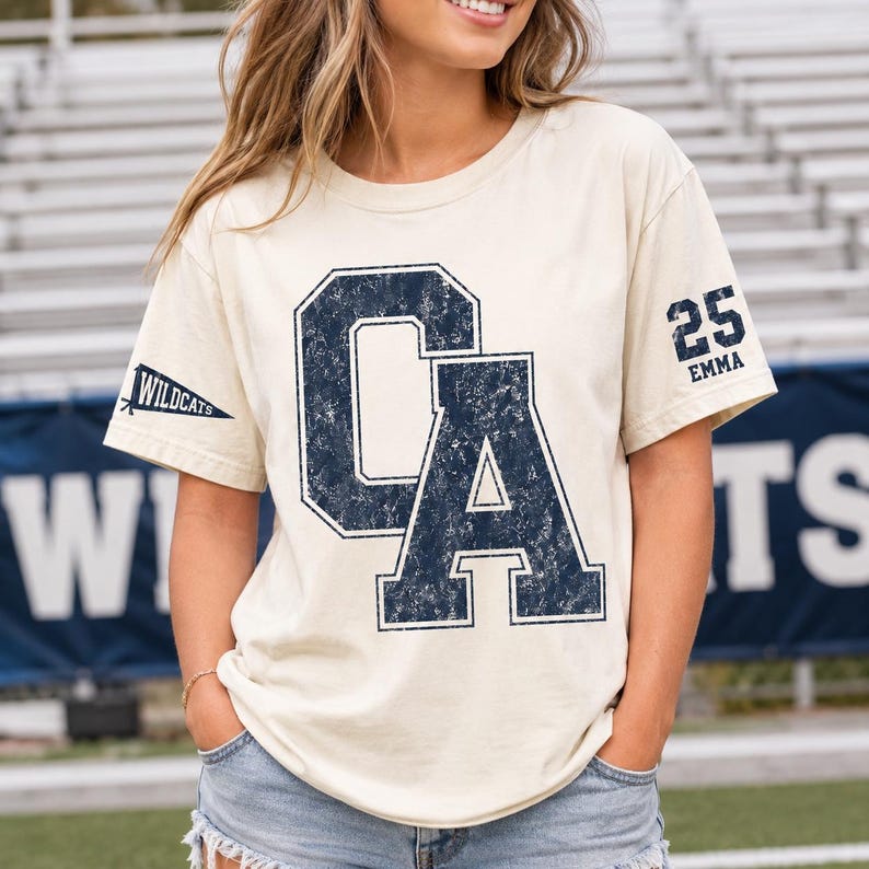 Custom Team Spirit Shirt | Personalized Varsity Tee with Name & Number | Game Day T-Shirt