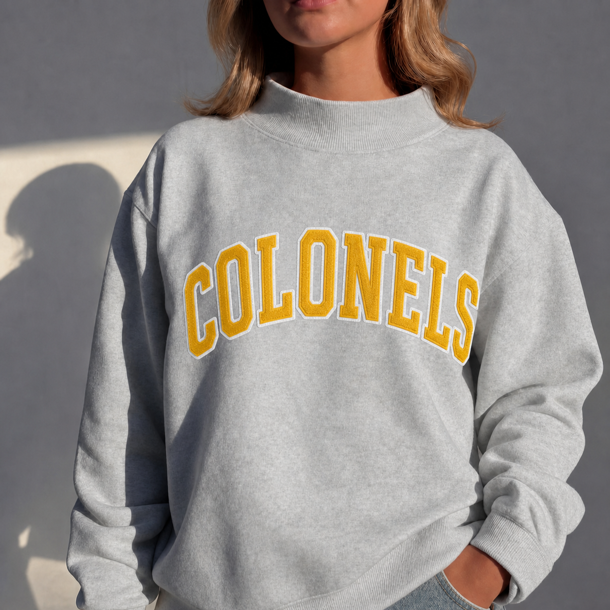 Custom Appliqué Embroidery Oversized Polka Dot Mockneck Pullover