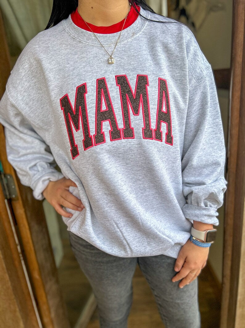 Custom Mama Arched Glitter Sweatshirt | Mother's Day Gift