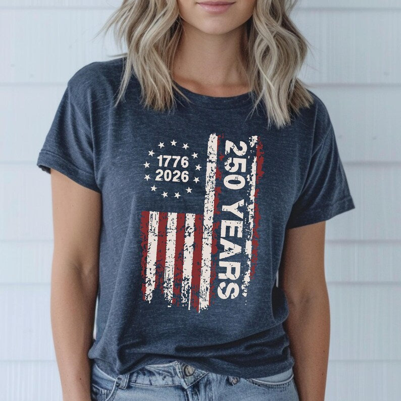 America 250th Anniversary T-Shirt | Patriotic USA Flag 1776-2026 | 250 Years of Freedom Tee