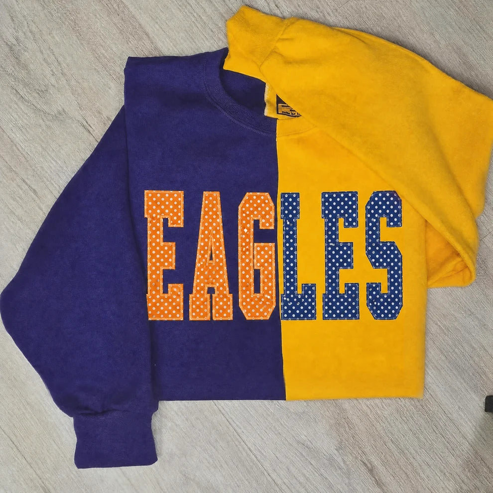 Custom Gingham Appliqué Embroidered Two Tone Sweatshirt | Gifts for Sports Lover