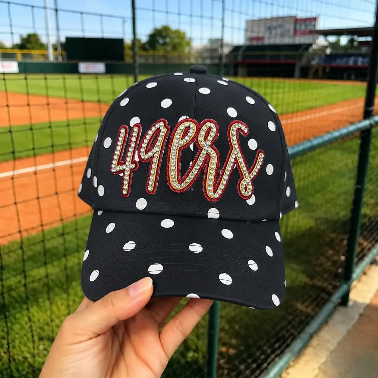 Custom Rhinestone Sparkly Glitter Snapback Hat - Polka Dot Edition | Game Day Wear