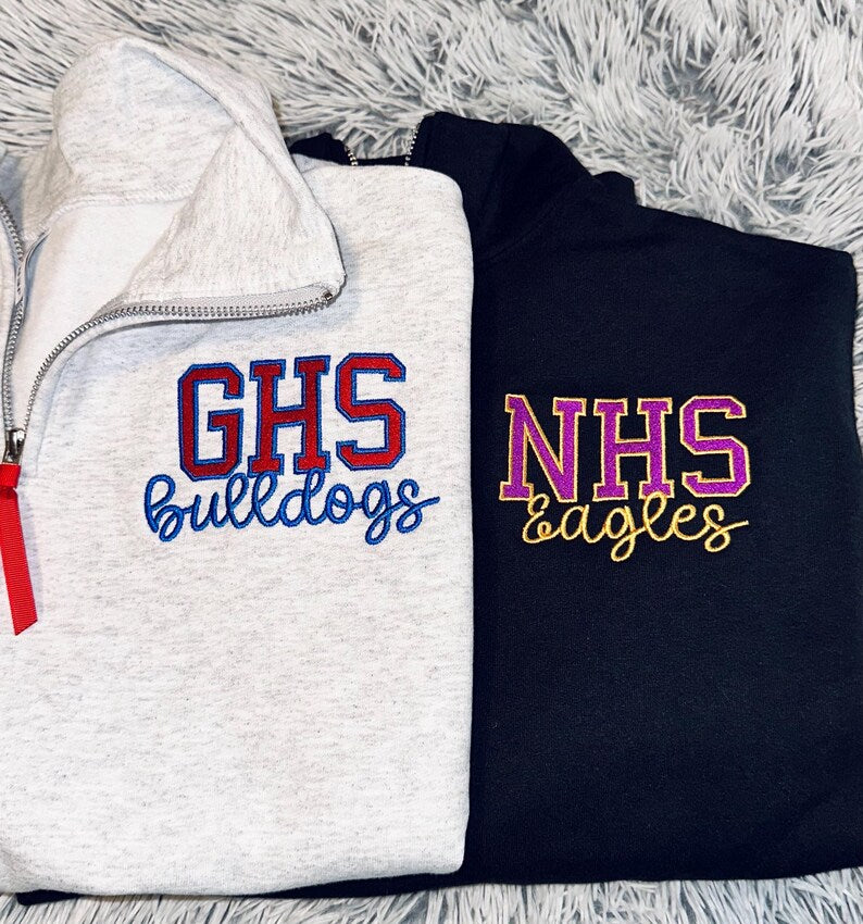 Custom Embroidered Quarter Zip - School Spirit & Game Day Pullover | Game Day Wear