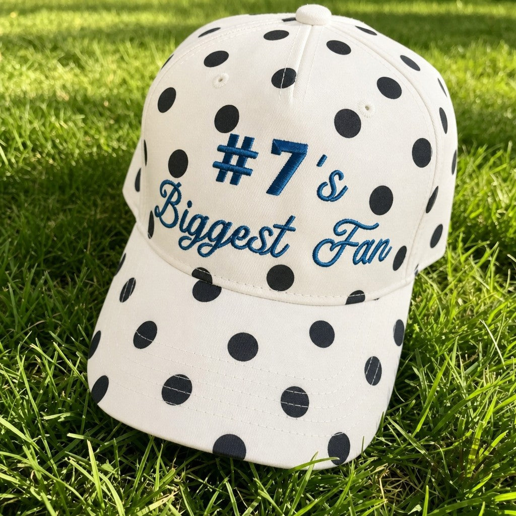 Custom Embroidered Polka Dot Sports Mom Hat – Personalized Biggest Fan Baseball Cap | Game Day Wear