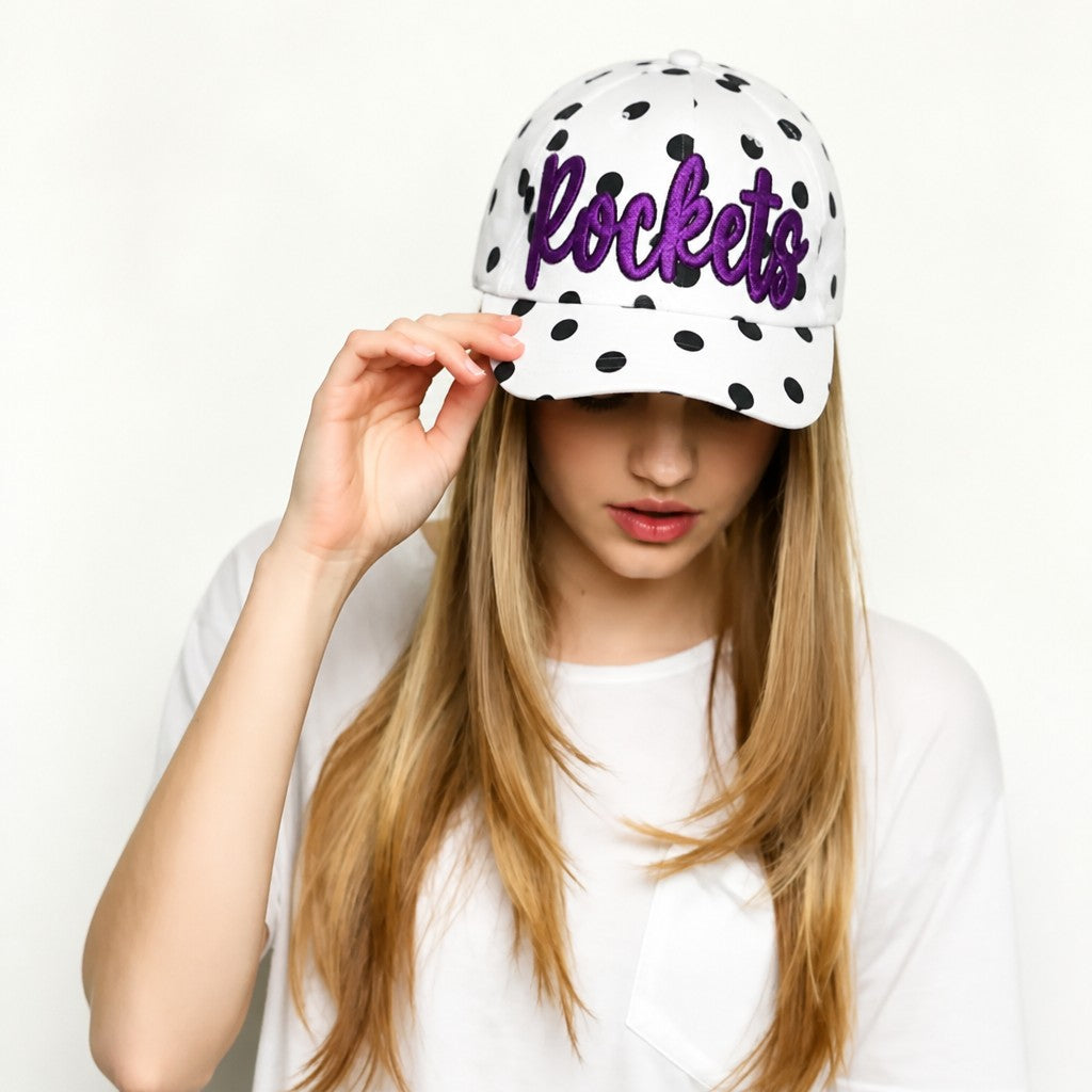 Custom Las Vegas Raiders Inspired Glitter Script Hat – Polka Dot Adjustable Baseball Cap | Game Day Wear