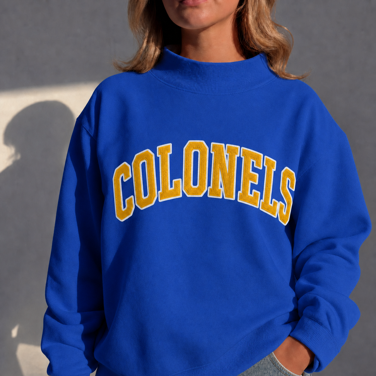 Custom Appliqué Embroidery Oversized Polka Dot Mockneck Pullover