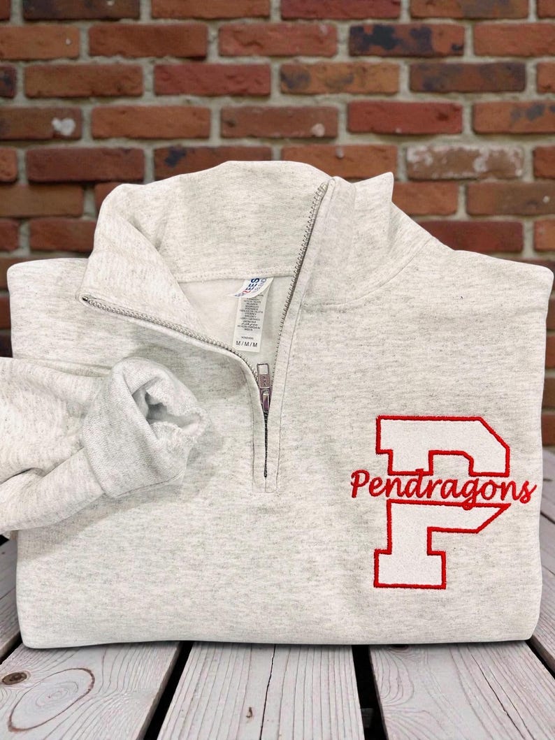 Custom Embroidered Sparkle Game Day Quarter Zip | Personalized Varsity Letter & Team Name Pullover | Game Day Wear