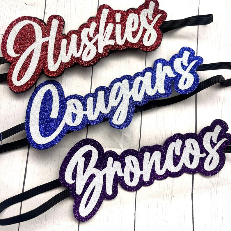 Personalized Glitter Headband – Custom Team Name Game Day Hair Accessory | Game Day Wear
