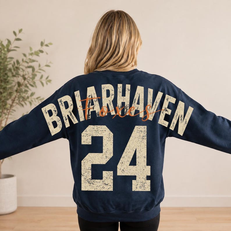 Personalized Sports Team Crewneck Sweatshirt | Vintage Distressed Game Day Spirit Sweater