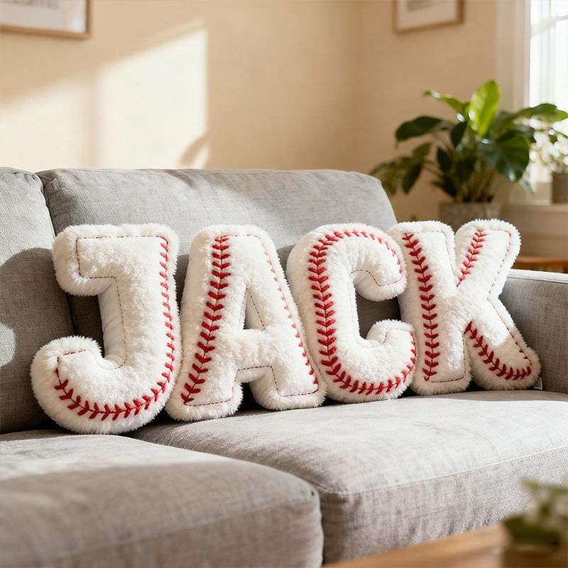 Personalized Soft Pillows Baseball Themed Letter Pillows Alphabet Pillows with Sporty Design Perfect Gift for Baseball Fans and Kids