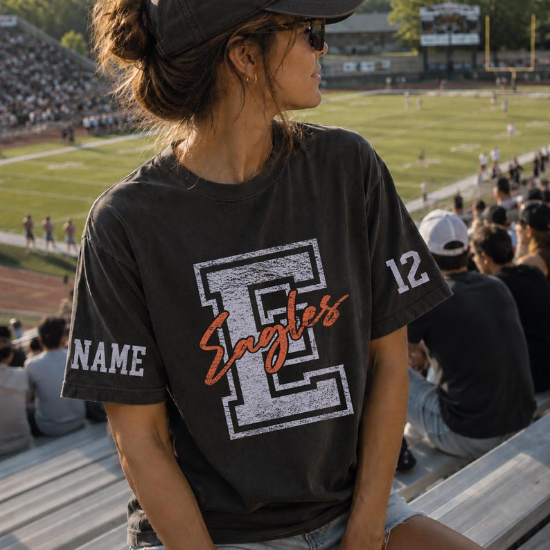 Custom School Mascot T-Shirt - Personalized Name & Number Spirit Shirt | Vintage Style Team Tee