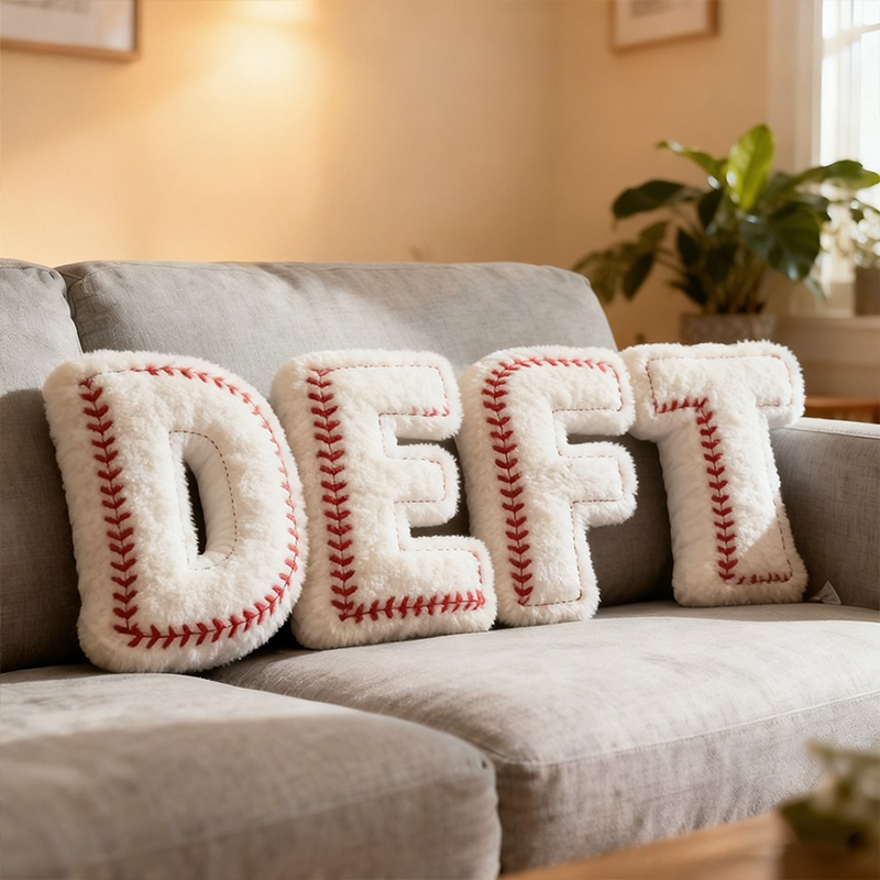 Personalized Soft Pillows Baseball Themed Letter Pillows Alphabet Pillows with Sporty Design Perfect Gift for Baseball Fans and Kids