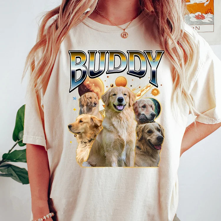 Custom Pet Photo Print Vintage Dog T-Shirt For Pet Lovers