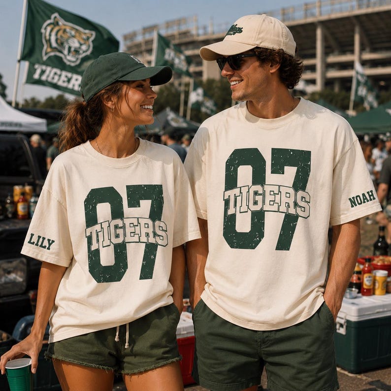 Custom Team Spirit Shirt - Personalized Football Game Day Tee with Team Name, Player Number & Sleeve Name