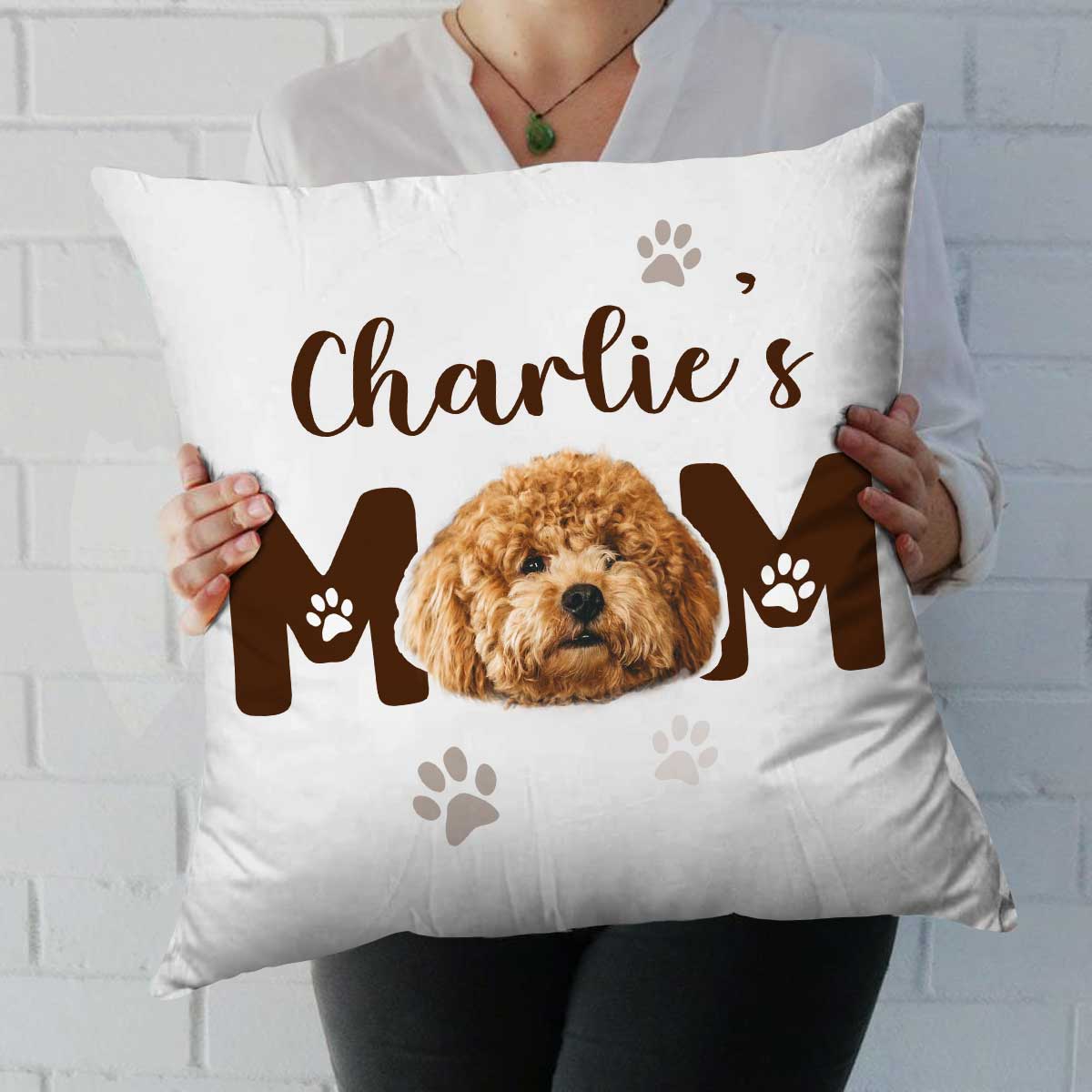 Custom Personalized Dog Mom Pillow, Dog Mom Gift, Pet Lover Gift