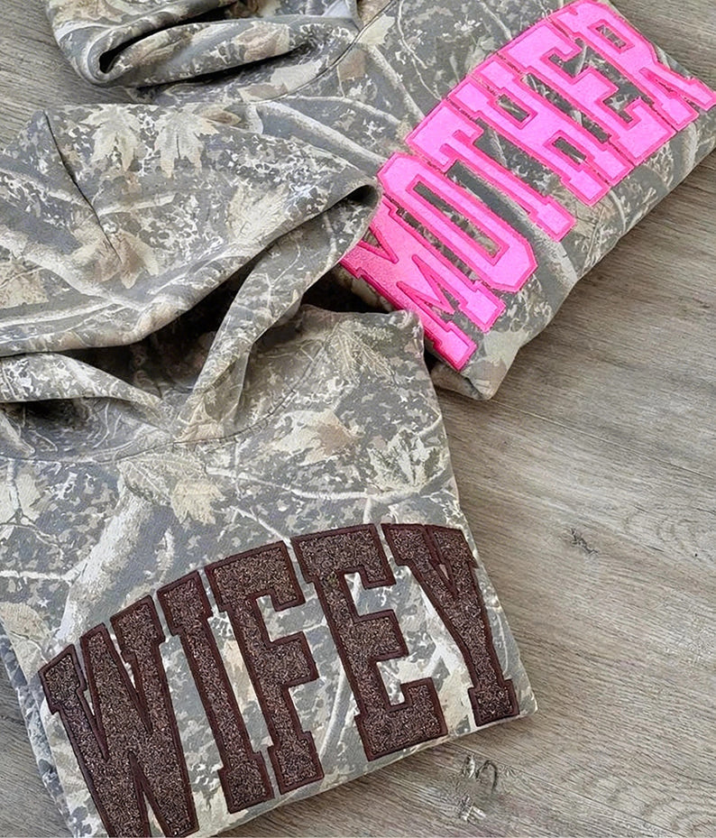 Personalized Camo Glitter Text Apparel Hunting Gift Mama Shirt Custom Name | Gifts for Sports Mom
