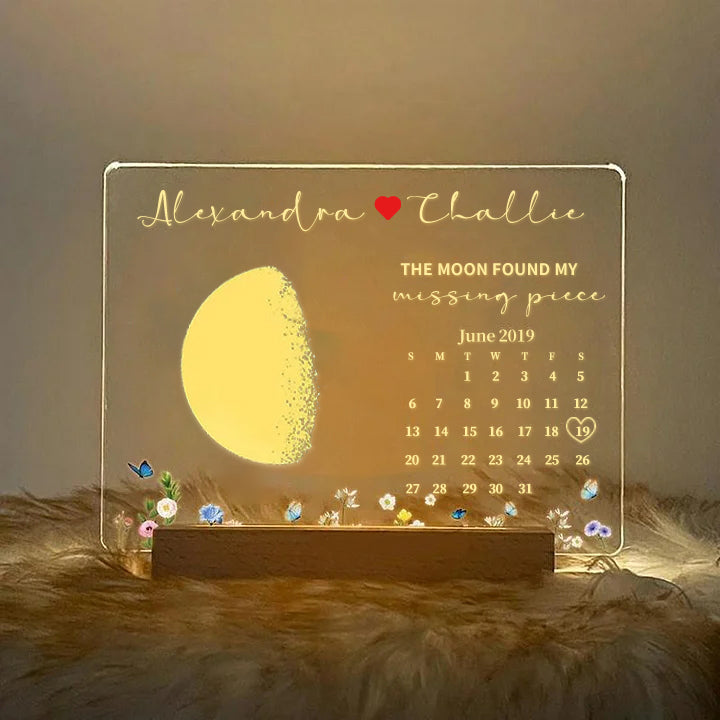 Personalised The Moon I Found My Missing Piece Light Wood Base | Gifts to Lover