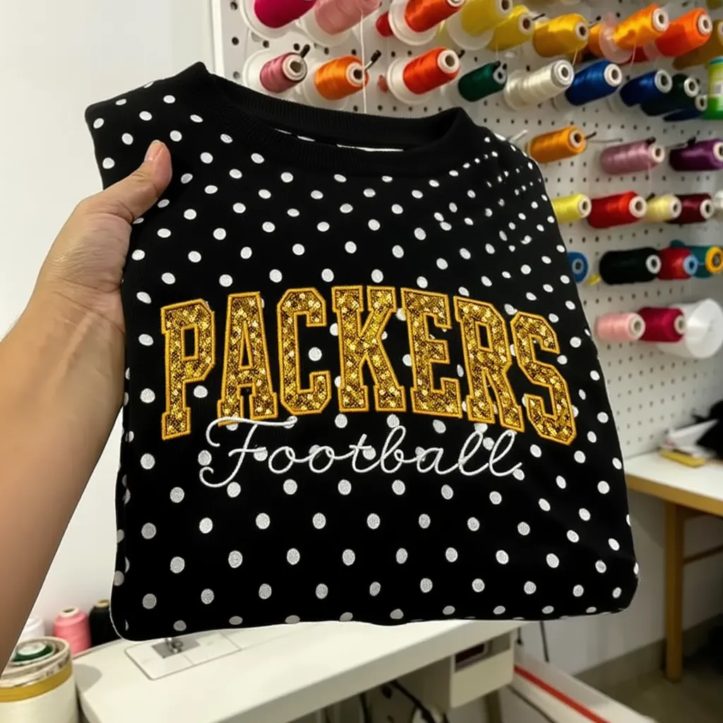 Custom Embroidered Sequin Team Polka Dot Sweatshirt - Game Day Best Gear | Gifts for Sports Mom | Game Day Wear