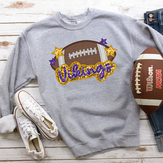 Custom Embroidered Double Glitter Sequined Football Sweatshirt