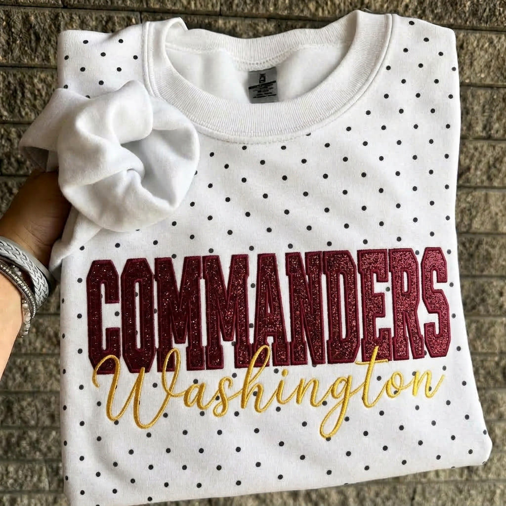 Custom Embroidered Glitter Football Team Name Polka Dot Sweatshirt - Game Day Gear | Gifts for Sports Mom | Game Day Wear