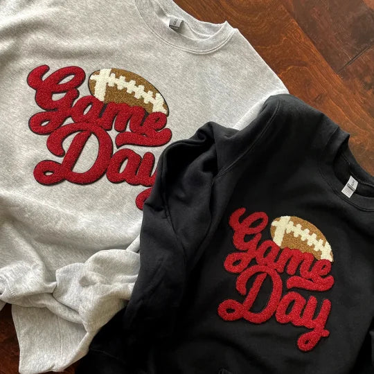 Custom Game Day Chenille Embroidered Football Sweatshirt