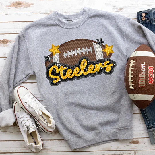 Custom Embroidered Double Glitter Sequined Football Sweatshirt