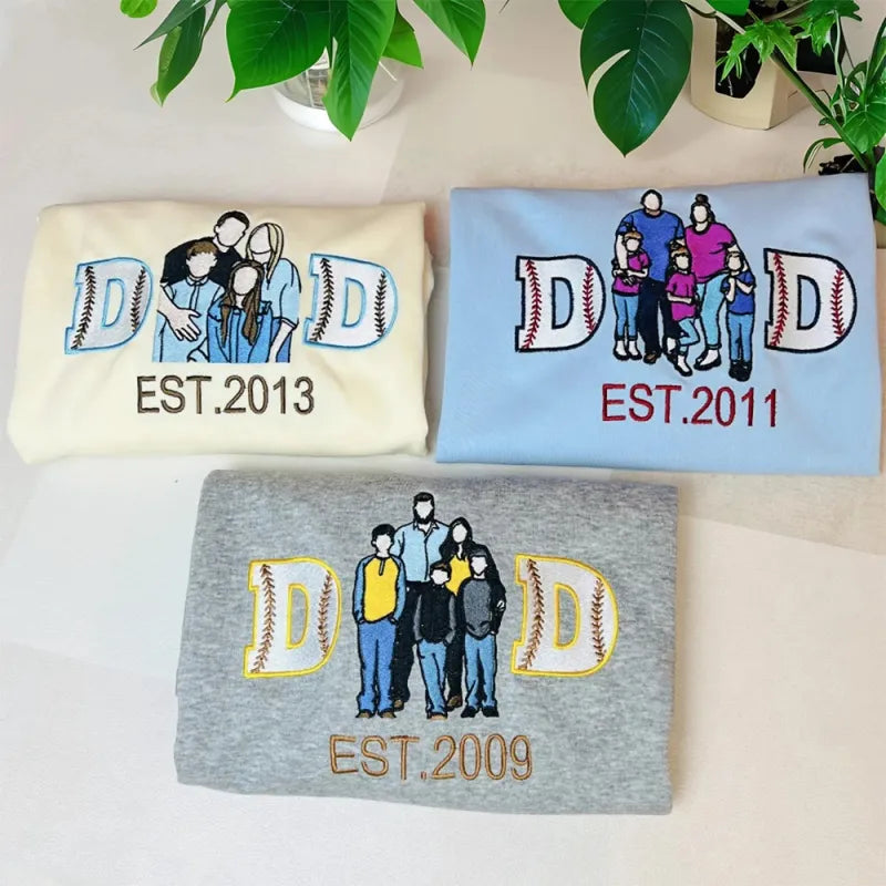 Dad's Custom Baseball Hoodie - Embroidered with Kids' Names | Personalized Father's Day Gift Sweatshirt