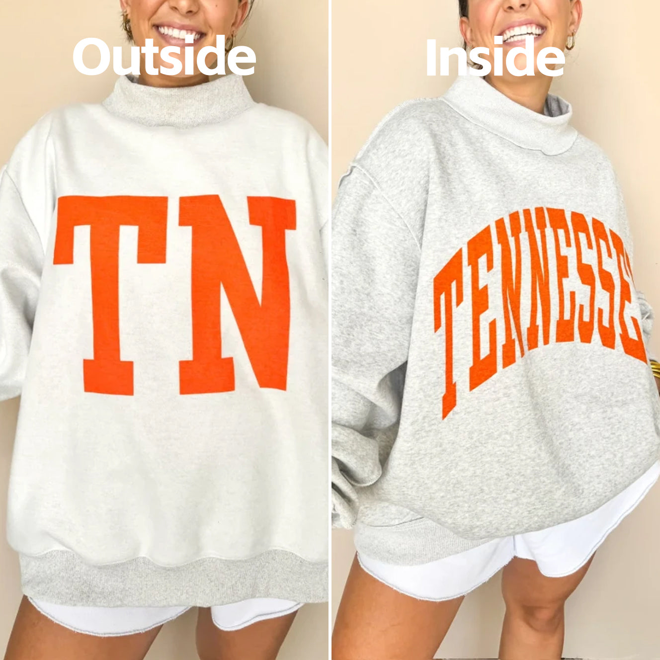 Tennessee/TN Game Day Mock Neck Reversible Sweatshirt