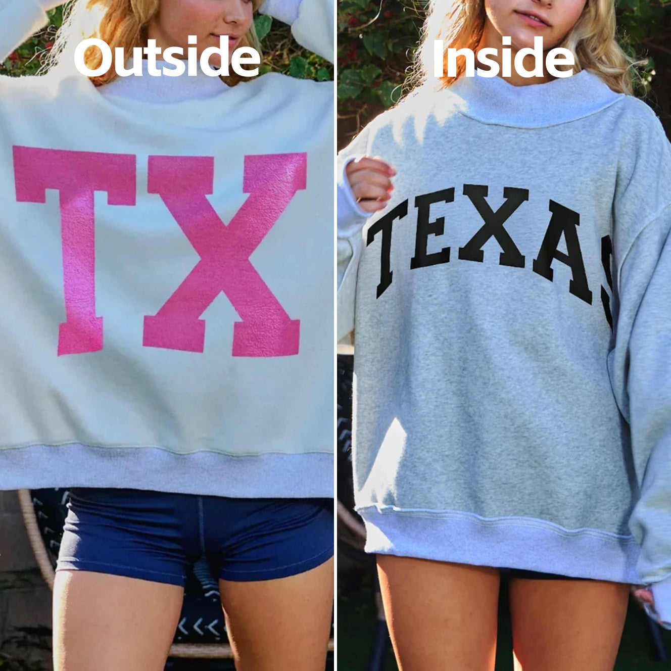 Texas/TX Game Day Mock Neck Reversible Sweatshirt