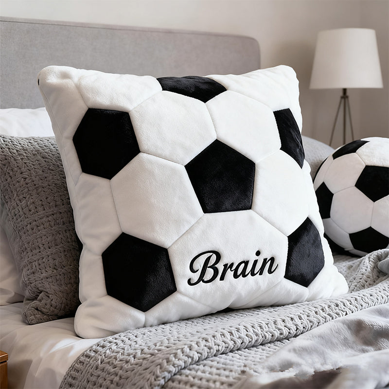 Personalized Soccer Ball Pillow with Custom Name for Kids and Sports Enthusiasts