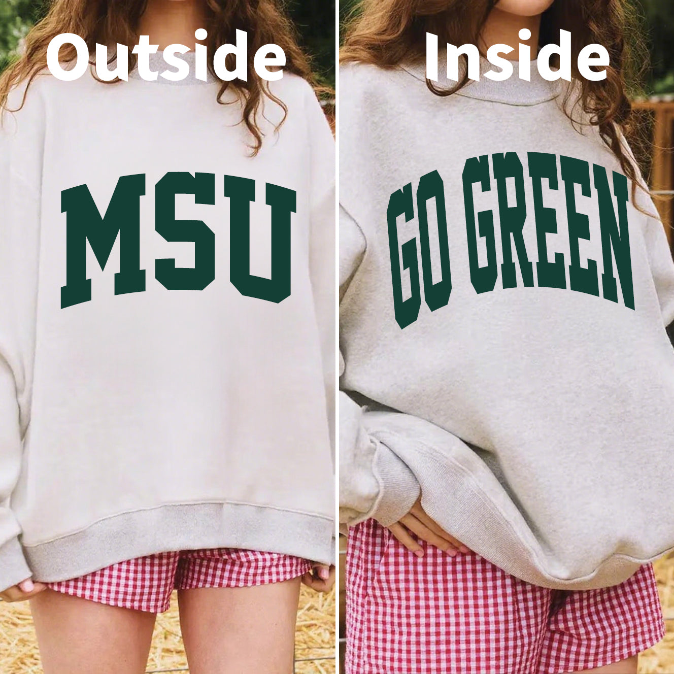 MSU/GO GREEN Game Day Mock Neck Reversible Sweatshirt