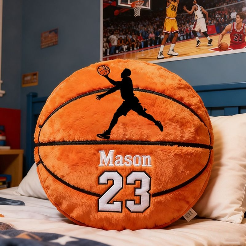 Personalized Basketball Pillow with Custom Name and Jersey Number for Kids and Sports Fans