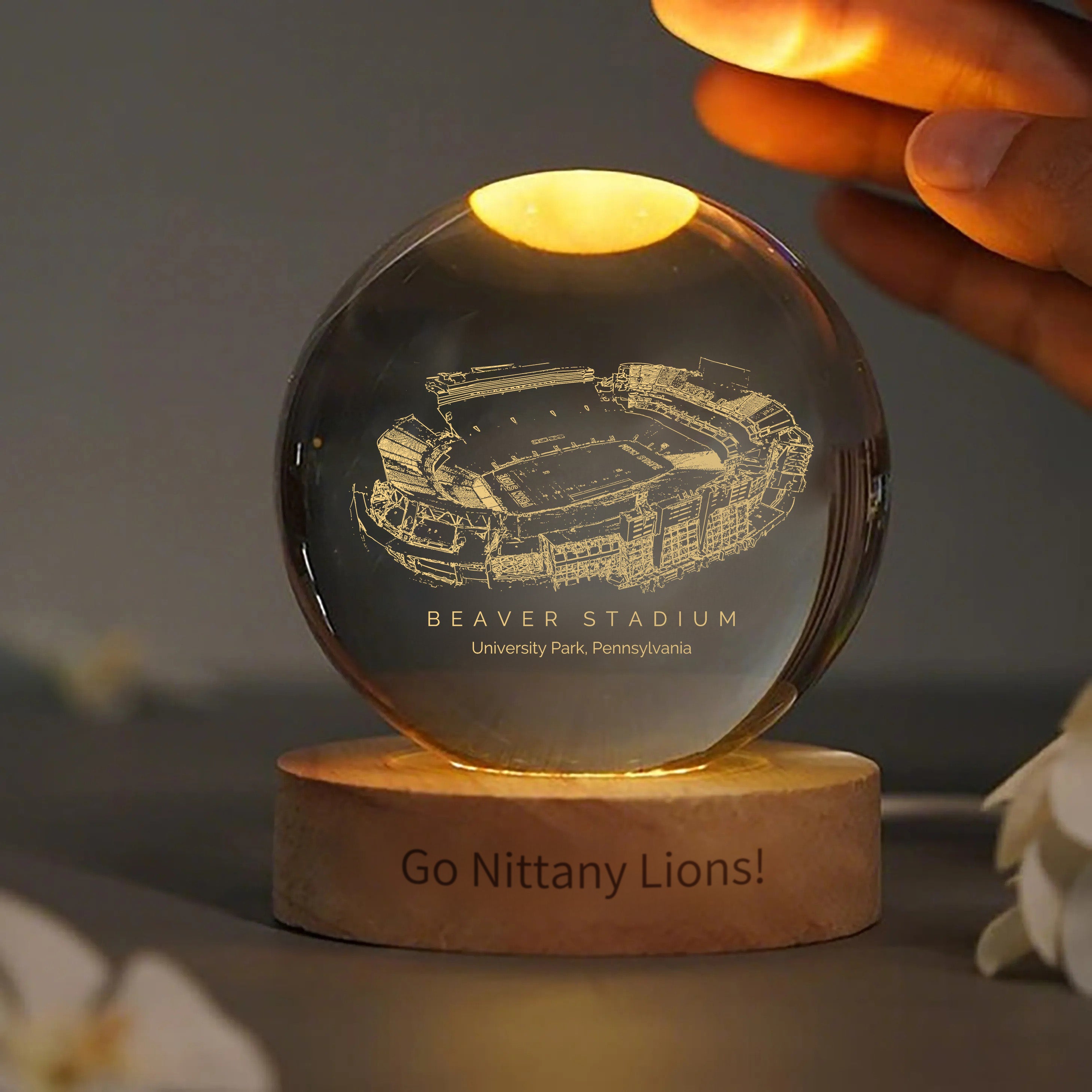 Beaver Stadium 3D Spherical Crystal Ball Lamp | Game Day, Christmas for Sports Fans