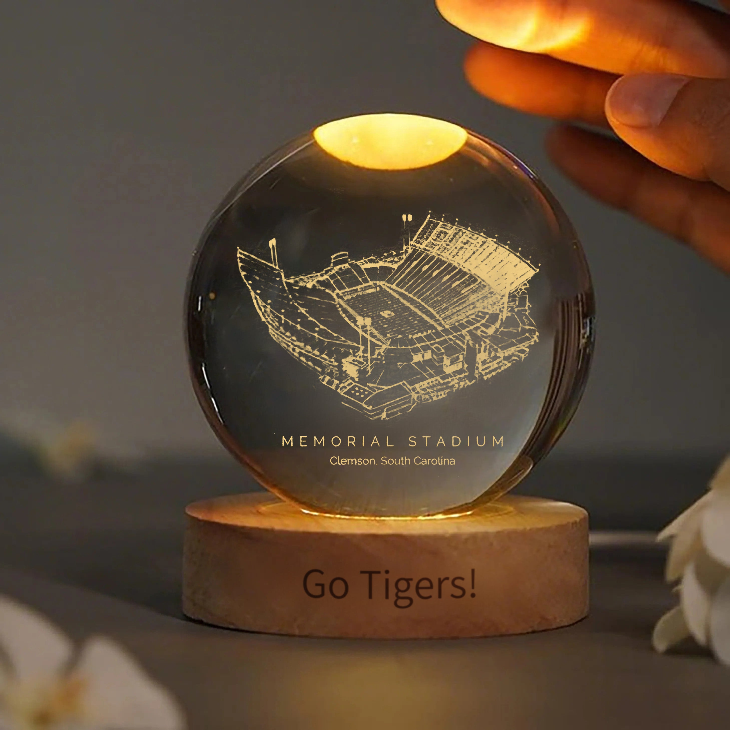 Memorial Stadium (Clemson) 3D Spherical Crystal Ball Lamp | Game Day, Christmas for Sports Fans