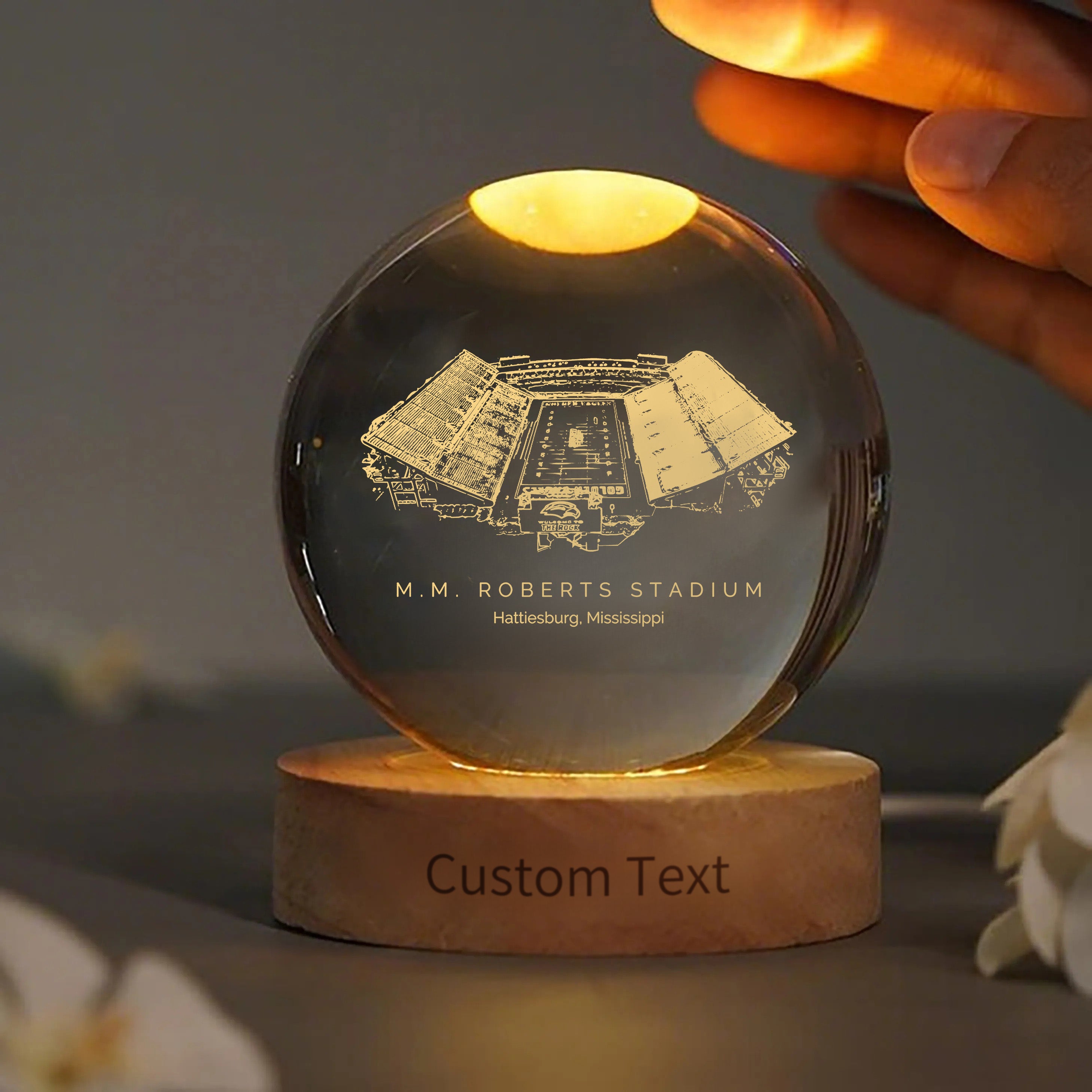 M. M. Roberts Stadium 3D Spherical Crystal Ball Lamp | Game Day, Christmas for Sports Fans