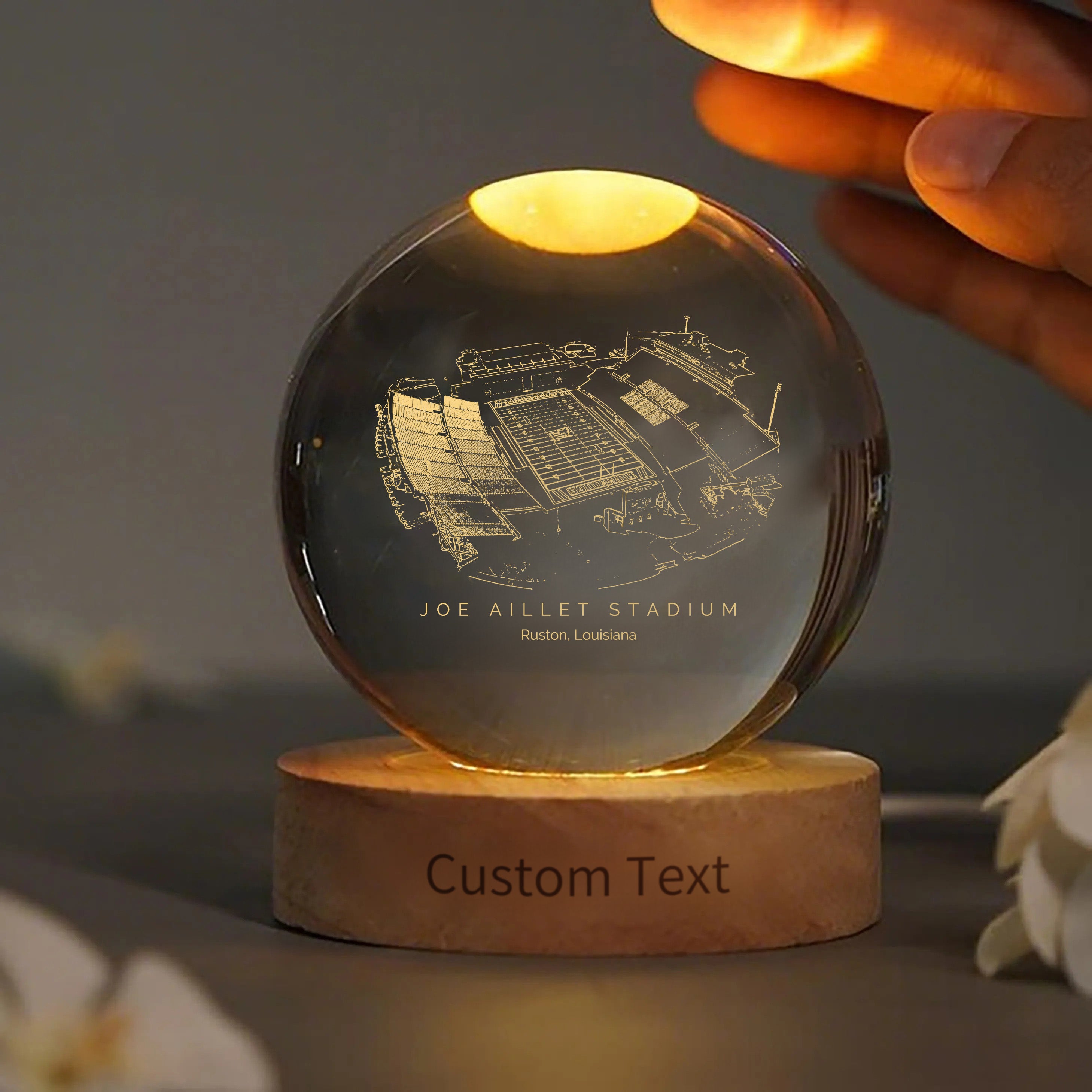 Joe Aillet Stadium 3D Spherical Crystal Ball Lamp | Game Day, Christmas for Sports Fans