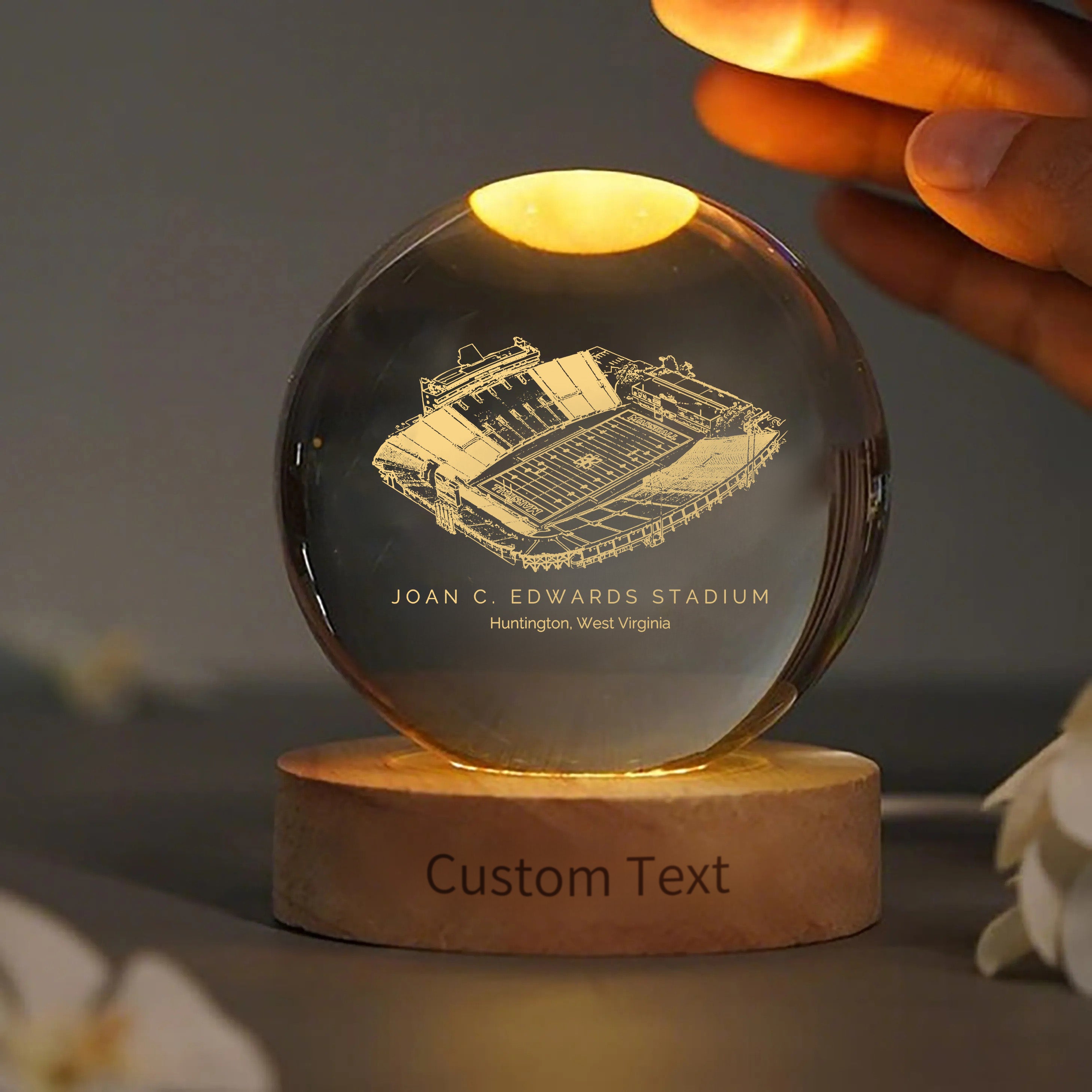 Joan C. Edwards Stadium 3D Spherical Crystal Ball Lamp | Game Day, Christmas for Sports Fans