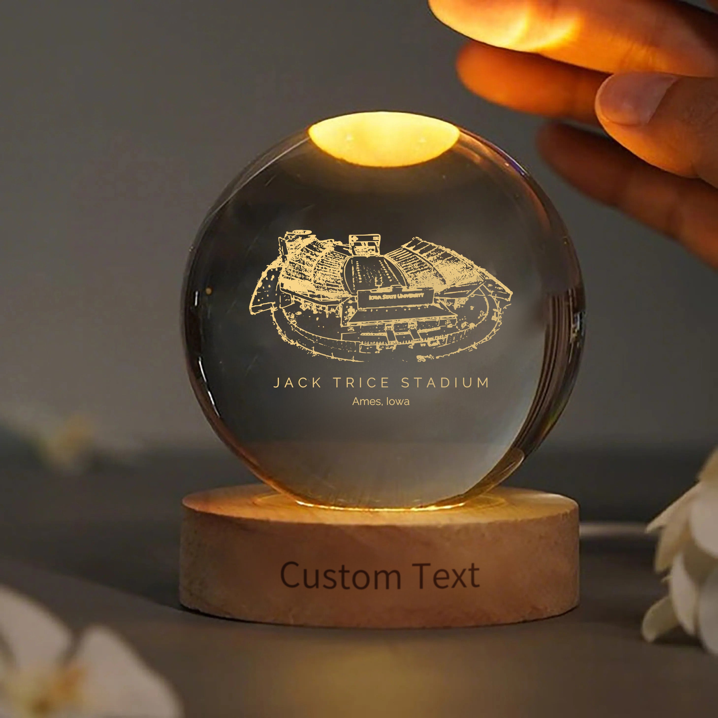 Jack Trice Stadium 3D Spherical Crystal Ball Lamp | Game Day, Christmas for Sports Fans