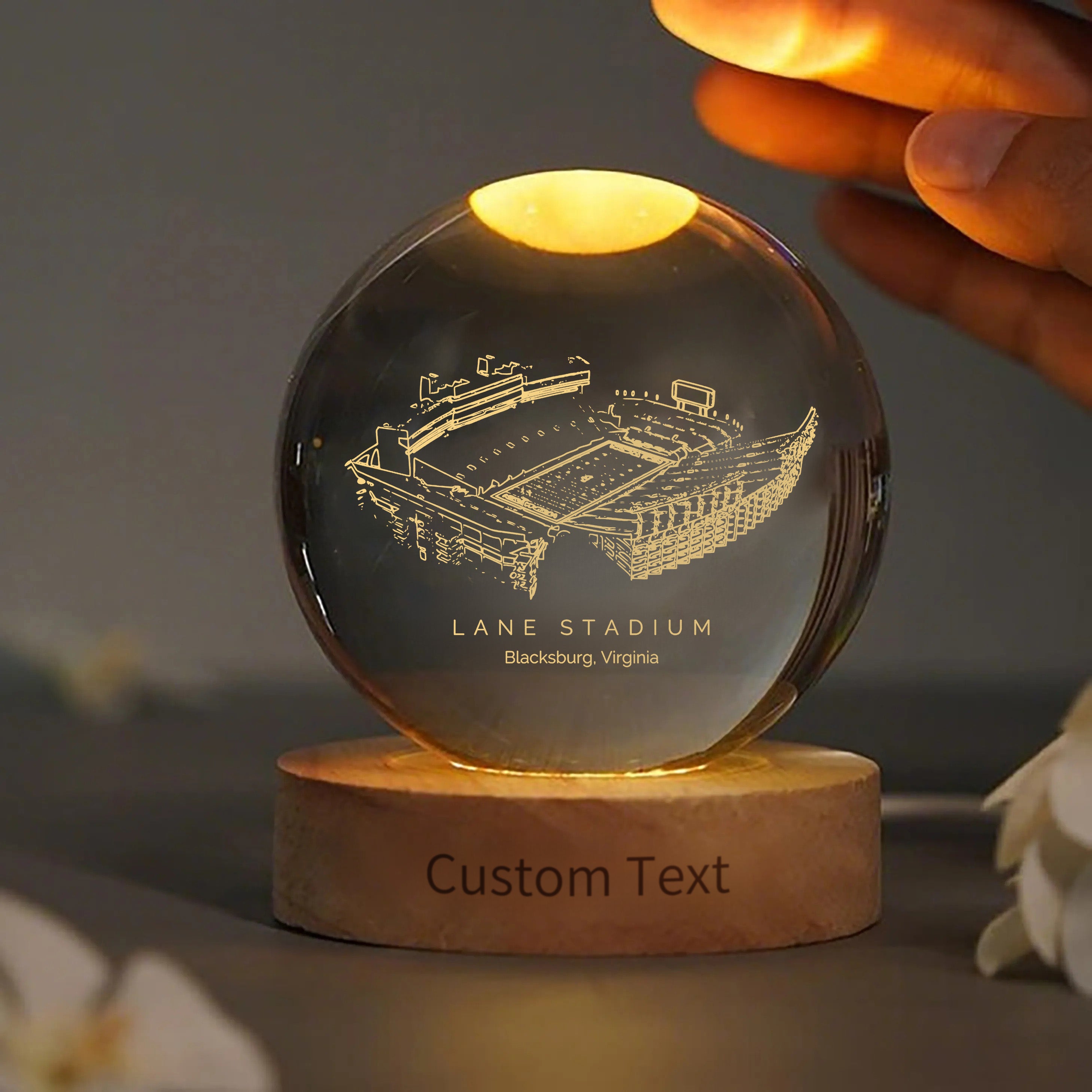 Lane Stadium 3D Spherical Crystal Ball Lamp | Game Day, Christmas for Sports Fans